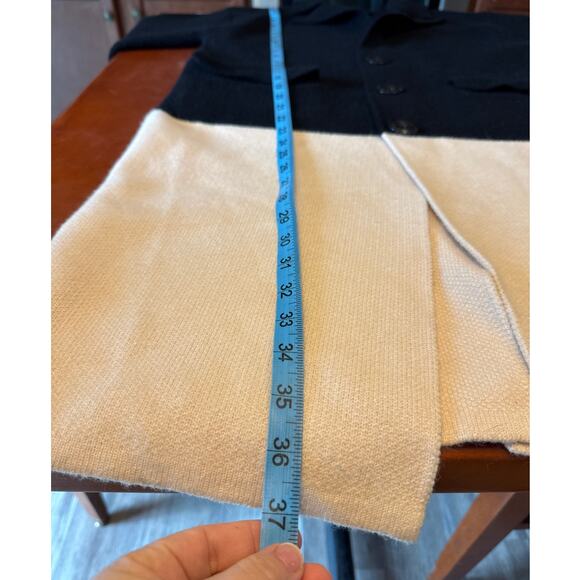 Carole Christian Color-Block Black & Ivory Cardigan Modern Wool Blend Outerwear - Picture 4 of 8